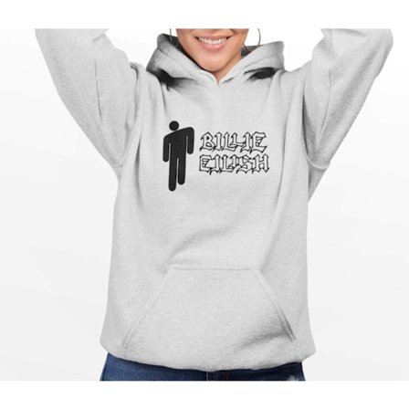 Billie Eilish grå huvtröja sweatshirt tröja t-shirt logo