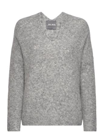 Mmthora V-Neck Knit Tops Knitwear Jumpers Grey MOS MOSH