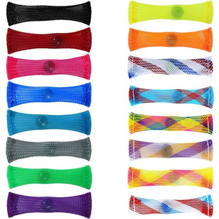 16 st Stickade Nät Rör med Marmor Leksaker, Sensoriska Leksaker, Fingertopps Nät Leksaker, Ångestdämpande, Anti-Stress Leksaker