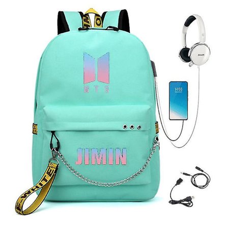 Bts Samme Stil Herre- og Dame Rygsæk Usb Opladning Uge Studerende Side Skoletaske Tide