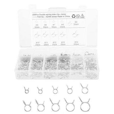 250 stk drivstoffrør fjærklemme silikon slange fjærklemme vannrør fjærklemme luftslange fjærklemme vakuumslange klemme [db]