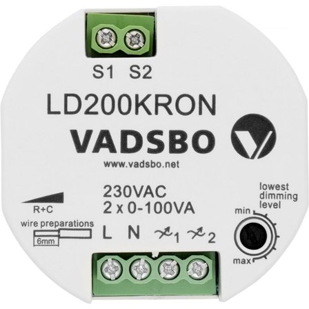 Vadsbo V-4020020IBK Krondimmer 1-200 VA, IP20, Strömbrytare & vägguttag
