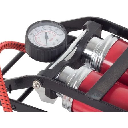 Kaksisylinterinen jalkapumppu manometrillä / Pumppu - 100 psi—pa