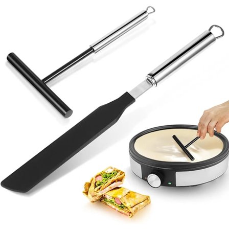 Crepes Spreder og Spatel, 2 Stykker Rustfrit Stål Crepe Batter Spreder, Skraber, Pandekage, Frugt, Værktøj