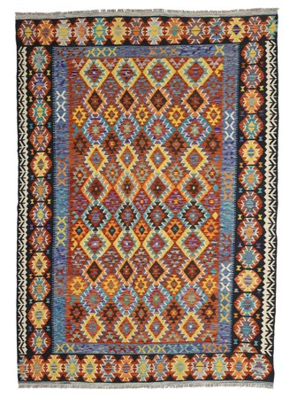 Kilim Afghan Old Style Rug 250X340 Dark Red/Black Large Wool, Afghanistan