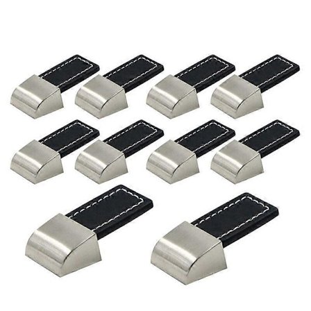 Læderlåger 10 stk Sorte skabshåndtag Læder skabshåndtag med skruer Læderhåndtag til skabe, køkken og dør