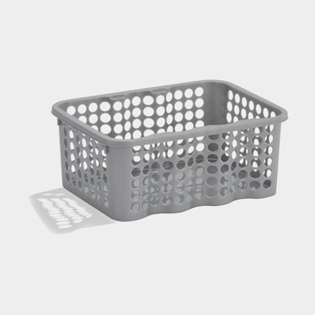 Plastic storage basket Nordiska Plast Rondo, silver, 190 x 130 x 65 mm, 1.5 litres