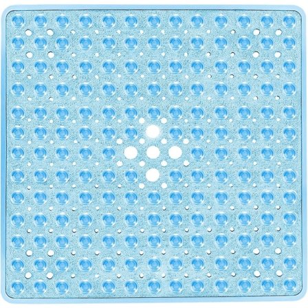 Firkantet bademåtte, 53 x 53 cm Brusemåtte Skridsikker Sikker for ældre og børn Maskinvaskbar bademåtte til indendørs badekar (Blå)