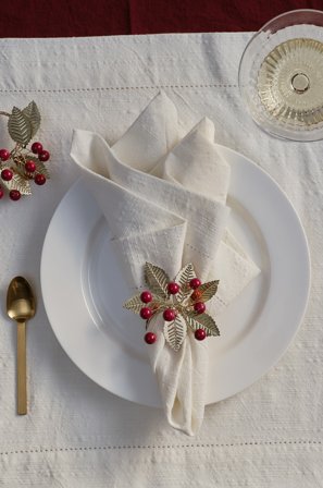 Jotex - Serviettring 2-pakke gull/rød - NATALIE - Kjøp Kjøkkentilbehør hos Jotex