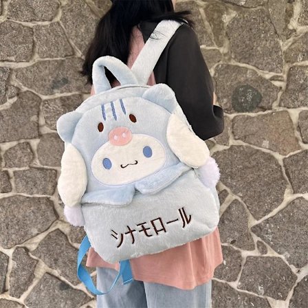 Uusi Sanrio Cartoon Sööt Plush-reppu Cinnamoroll Kuromi Tyttö Sydän Suuri Kapasiteetti My Melody Olkalaukku Lapset Joululahja[HK] Cinnamoroll B V