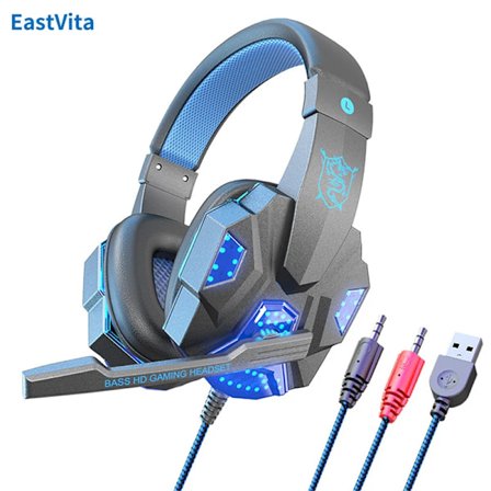 Spelheadset för dator/PS4 blå