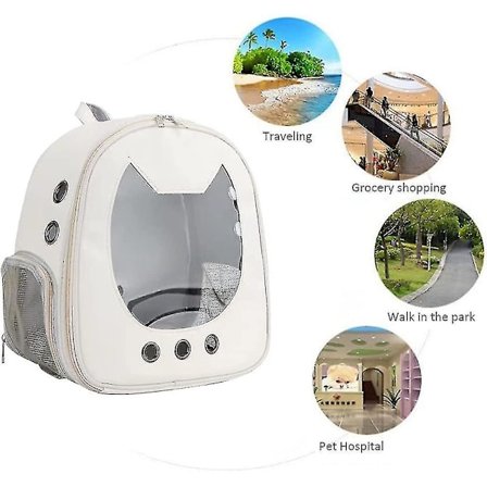 Transporttaske til katte og hunde, gennemsigtig kæledyr udendørs rejserygsæk, bærbar katte rejse åndbar bæretaske (3-c-6)