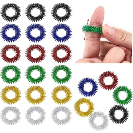 Shiatsu-massasje - 24 pronerte akupressurringer - Stresslindring - Irritasjonslindring - Egnet for tenåringer og voksne