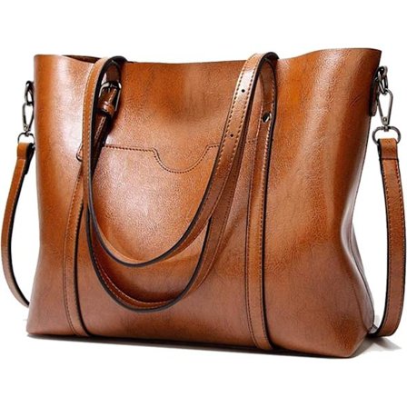 Damväskor Mjukt Läder Stor Kapacitet Retro Vintage Topphandtag Casual Fick Tote Axelväskor Cross-Body Väskor Brun