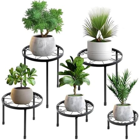 Blomsterställ, växtställ, blomkrukställ, blomsterstöd, för trädgård och balkong, 5-delars set