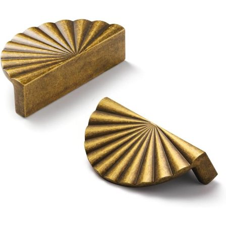 2-pak Antik Messing Skålhåndtag Fladt Vintage Skuffehåndtag Køkkenskab Badeværelse Kommode Skabsbeslag Håndtag