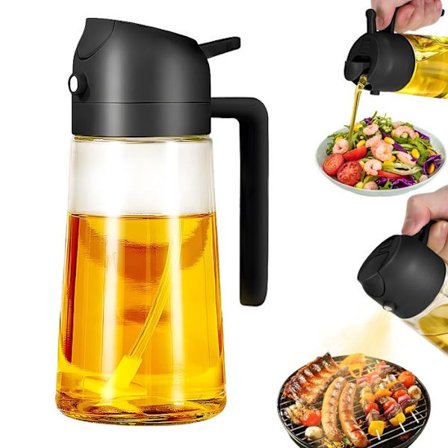 2-i-1 Airfryer Matoljespray, 450 ml Matoljesprøyte, Matoljesprøyte for Grilling, Airfryer Tilbehør