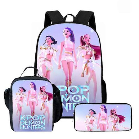 Kpop Demon Hunters Ryggsäck Huntrix K-pop Demon Hunters Skolväska Mochila Pennfodral Set A6