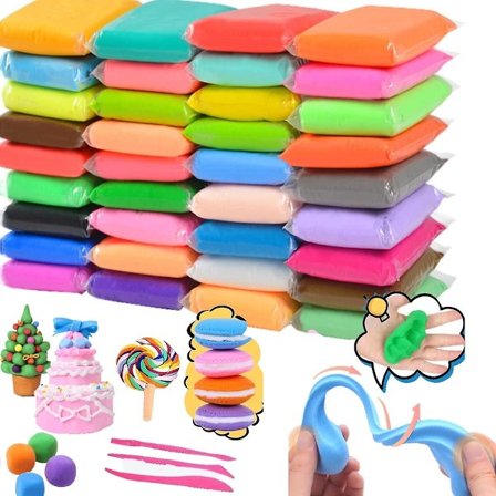 Ultralet Ler til Børn, 36 Farver Lufttørrende Modellervoks, Ikke-Giftig Superblød, Med Værktøj, Kreativ Leg, DIY Håndværk til Skolebørn og 