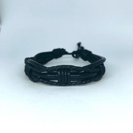 Handgjorda Armband För Män Äkta Läder Flätat Svart Svart One Size