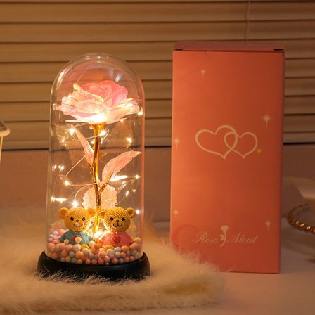 Kreativ simulationsbuket guldfolie blomst lysende akryl natlampe soveværelse studieværelse souvenir pink