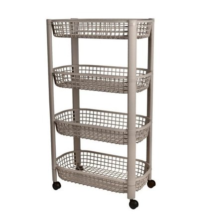 Yleisö tarjoiluvaunu 4 tasoa pyörillä - Muovi taupe - 46,5 x 26 x K 78,8 cm