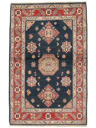 Kazak Fine Teppich Handgeknüpft 96X150 Schwarz/Braun Afghanistan