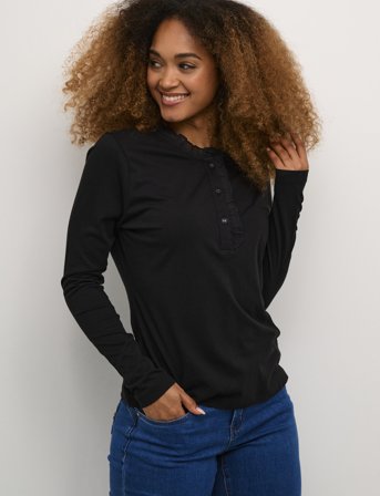 Cream Crnaia Flounce Blouse - Black - XS