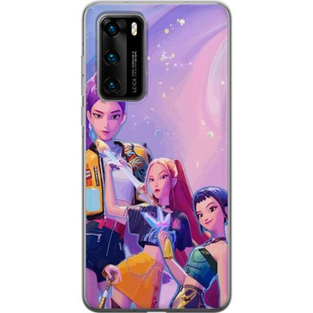 Kompatibelt Mobildeksel til Huawei P40 Futuristiske popdamer i neonfarger med magiske detaljer mot en drømmeaktig galaksebakgrunn