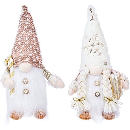 Juldekorationer med ljus, 2 st paljetter Led Light Up jultomtar Plysch tomte handgjord docka