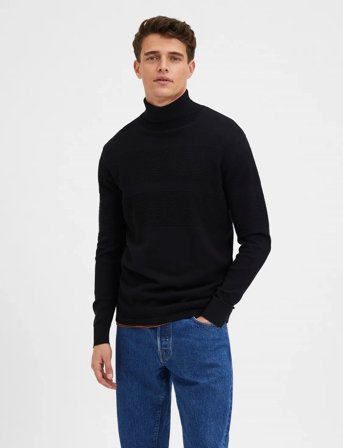 Selected Slhmaine Ls Knit Roll Neck W Noos - Black - S
