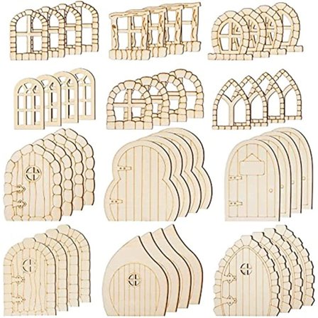 60 Stykker Malte Panel Logg Fe Dører Hage Dører Mini Vinduer