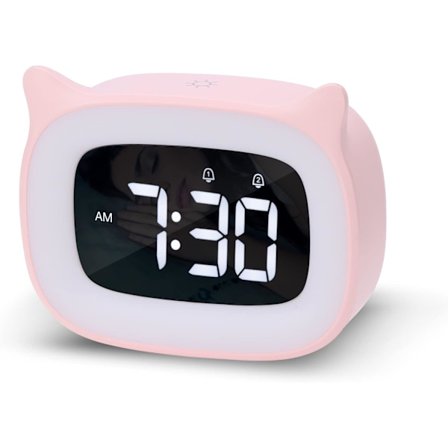 Digitalt Vækkeur Børnevækkeur med Lys LED Natlys Børnevækkeur Lydløst Bordur Fødselsdagsgaver til Drenge Piger (Pink)