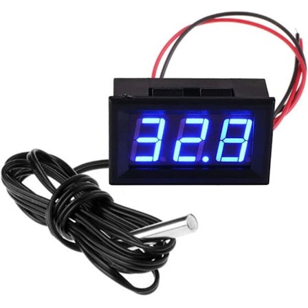 12V Digitalt Termometer Mini Temperatur Tester Vandtæt Digitalt Temperaturmåler Måler til Køleskab Akvarium Frysere, Blå