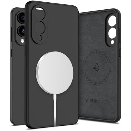 Tech-Protect MagSafe-fodral i flytande silikon för Samsung Galaxy S25 Edge - svart