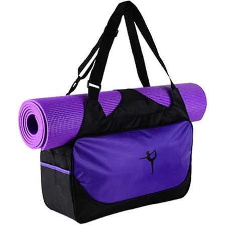 Säädettävä vedenpitävä joogamattolaukku, jossa suuri säilytystasku, violetti Sport Gym -kangashihna