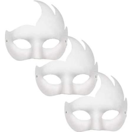 3PC Mask Vit Mask Blank DIY Halloween Mask Djur Halv Mask Maskerad
