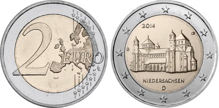 "Tyskland 2014 - Niedersachsen fra"Bundesländer"-serien - 2 euro mønt"