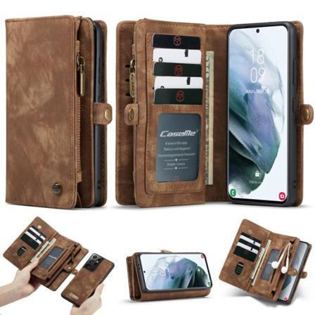 Caseme Samsung Galaxy S21 Ultra Retro Läder Plånboksfodral Brun Brun