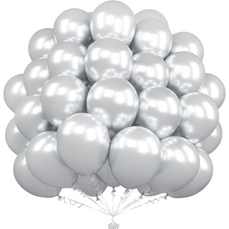 Metalliske sølvballoner, 50 stykker 25 cm krom sølvballoner, latex sølvballoner til kvinder mænd drenge fødselsdagsfest bryllup forlovelse