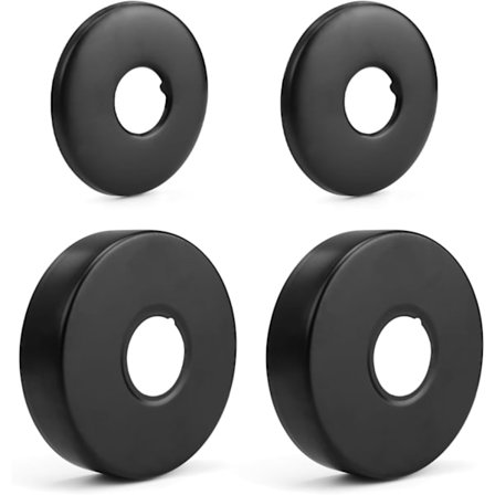 Rosett for blandebatteri, Rosett for dusjbatteri, 4 Svarte Rørdeksler i Rustfritt Stål, Radiatorrosett - Rosett kompatibel med Dusjbatterier, 