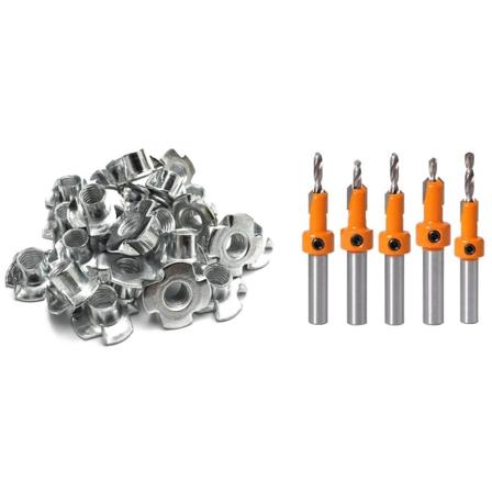 50 kpl M8 Metalliset Pysyvät Pähkinät Hampailla Tee Sokeat Pähkinät Metriset & 5 kpl Puunreiän Poranterää, 8mm Upotus