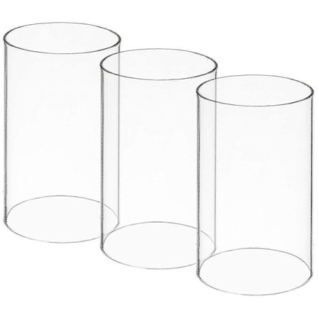 3 stk. Vindsikre Gennemsigtige Glas Cylinder Lysestager Åbne Lyslygte Skærme