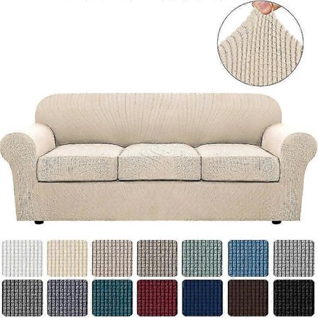 Tjockare Jacquard Tyg Stretch Sofföverdrag för Vardagsrumsmöbler - Basöverdrag Plus 1/2/3 Sittdynöverdrag