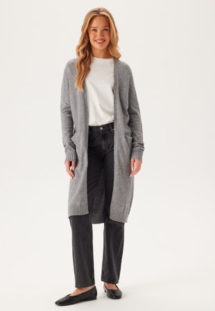 VILA Ril Long Knit Cardigan Medium Grey Melange Klær