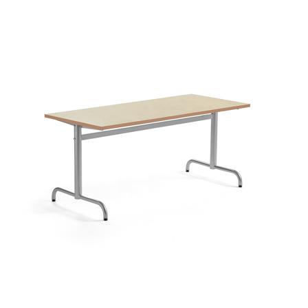 Tisch PLURAL, 1600x700x720 mm, Linoleum-Platte, beige, silber