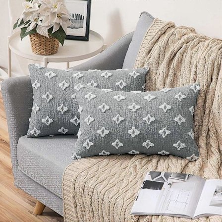 En uppsättning med 2 dekorativa örngott, diamant jacquard örngott, sommar soffa mjuka rektangulära kuddfodral, 30x50 cm, beige