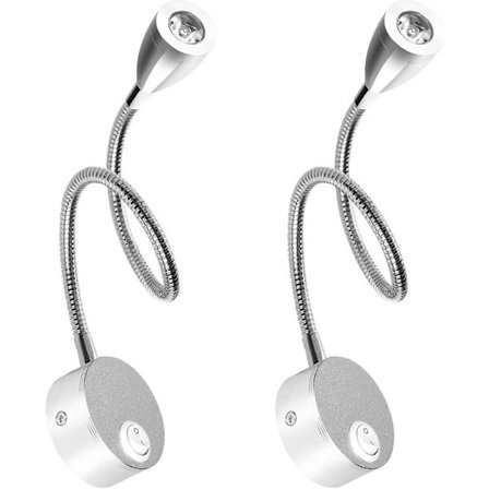 Sengelampe til væggen 2 lys LED læselampe Svanehalslampe 3w, 3000k varm hvid læselampe