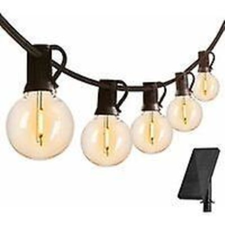 Outdoor Solar Light Chain, 15m Outdoor Led Lights Outdoor Light Chains With 25 + 2 G40 Wire Light Bulbs Decorative Outdoor Lights For Garden Terrace W