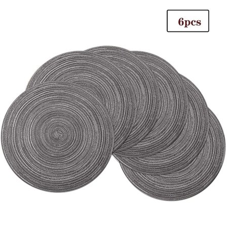 Bordsunderlägg i Bomull, Set om 6, Runda Bordsunderlägg, Tvättbara, Slitstarka
